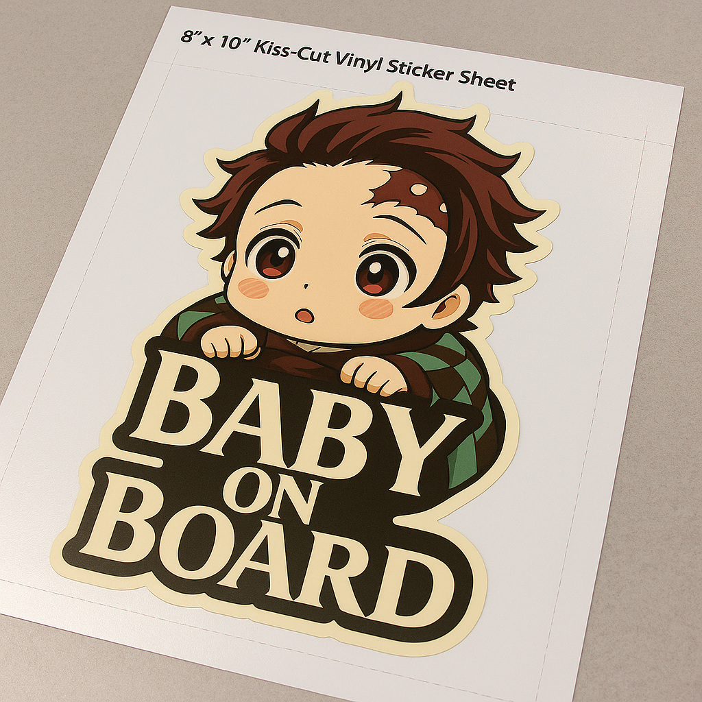 Cute Baby Tanjiro "Baby On Board" Car Sticker – Demon Slayer Anime-Inspired,  High Quality Waterproof Vinyl
