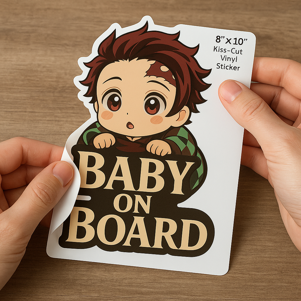 Cute Baby Tanjiro "Baby On Board" Car Sticker – Demon Slayer Anime-Inspired,  High Quality Waterproof Vinyl
