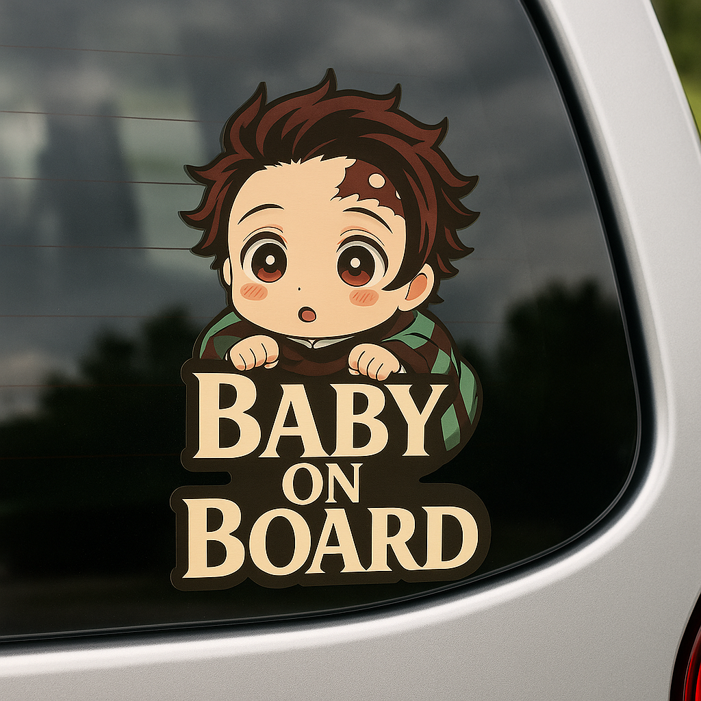 Cute Baby Tanjiro "Baby On Board" Car Sticker – Demon Slayer Anime-Inspired,  High Quality Waterproof Vinyl