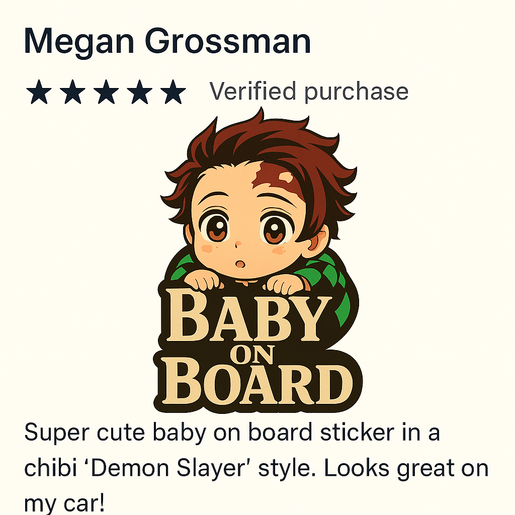 Cute Baby Tanjiro "Baby On Board" Car Sticker – Demon Slayer Anime-Inspired,  High Quality Waterproof Vinyl