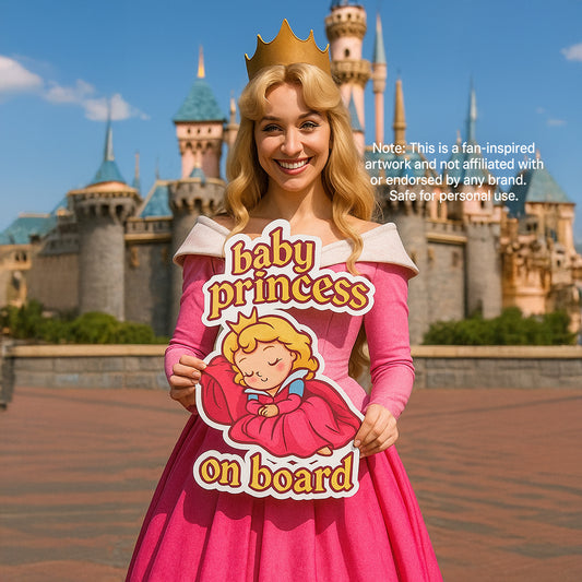 Cute Princess Aurora Baby on Board Car Sticker – High Quality Waterproof Vinyl Decal for Sleeping Beauty Fans