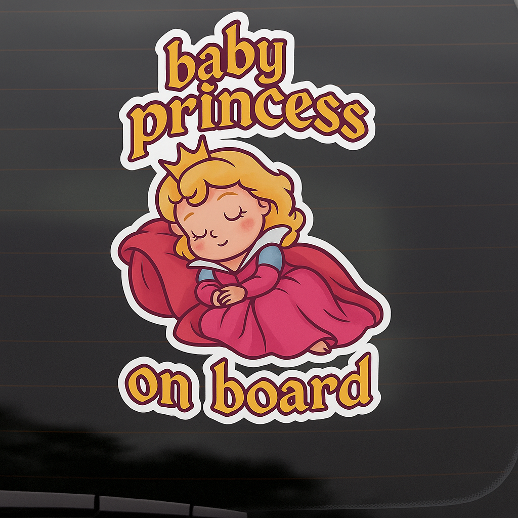 Cute Princess Aurora Baby on Board Car Sticker – High Quality Waterproof Vinyl Decal for Sleeping Beauty Fans