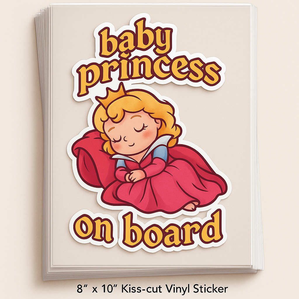 Cute Princess Aurora Baby on Board Car Sticker – High Quality Waterproof Vinyl Decal for Sleeping Beauty Fans