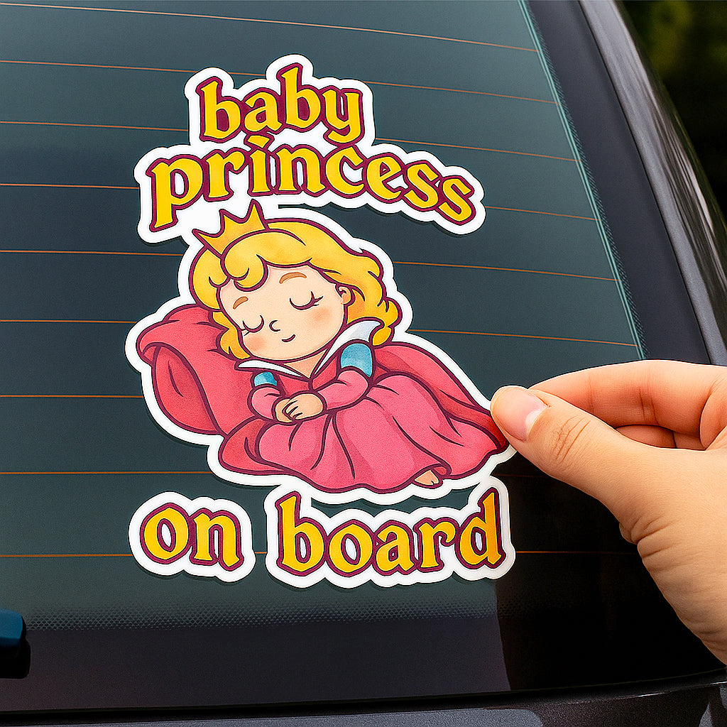 Cute Princess Aurora Baby on Board Car Sticker – High Quality Waterproof Vinyl Decal for Sleeping Beauty Fans
