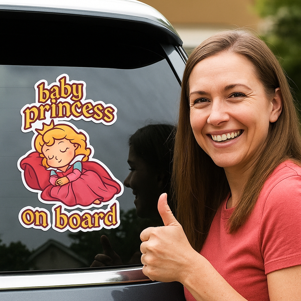 Cute Princess Aurora Baby on Board Car Sticker – High Quality Waterproof Vinyl Decal for Sleeping Beauty Fans