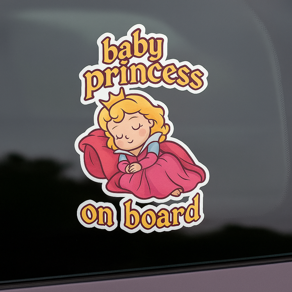Cute Princess Aurora Baby on Board Car Sticker – High Quality Waterproof Vinyl Decal for Sleeping Beauty Fans