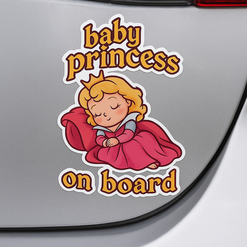 Cute Princess Aurora Baby on Board Car Sticker – High Quality Waterproof Vinyl Decal for Sleeping Beauty Fans
