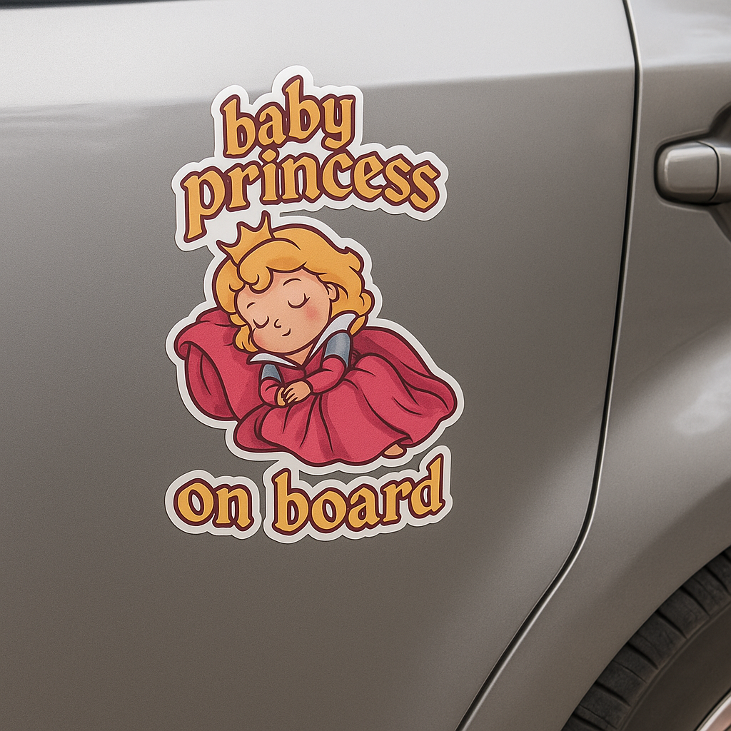 Cute Princess Aurora Baby on Board Car Sticker – High Quality Waterproof Vinyl Decal for Sleeping Beauty Fans