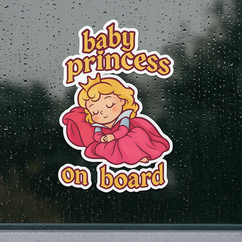 Cute Princess Aurora Baby on Board Car Sticker – High Quality Waterproof Vinyl Decal for Sleeping Beauty Fans