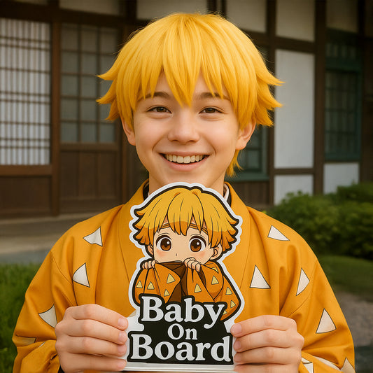 Cute Baby Zenitsu "Baby On Board" Car Sticker – Demon Slayer Anime-Inspired,  High Quality Waterproof Vinyl