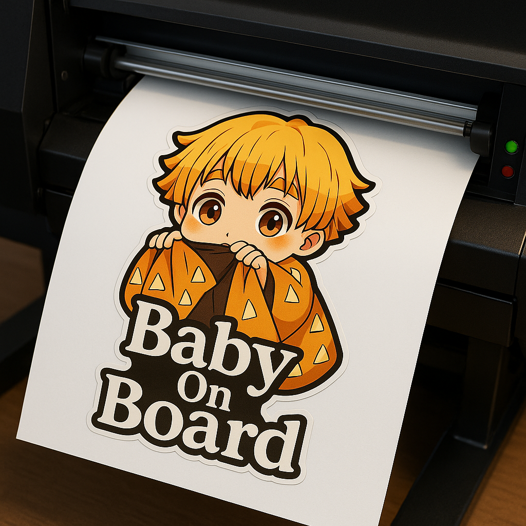 Cute Baby Zenitsu "Baby On Board" Car Sticker – Demon Slayer Anime-Inspired,  High Quality Waterproof Vinyl