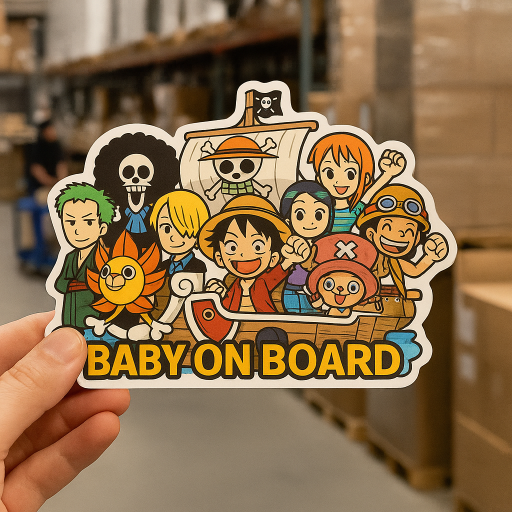 Baby On Board β Straw Hats One Piece Car Sticker | Cute Vinyl Decal on Thousand Sunny