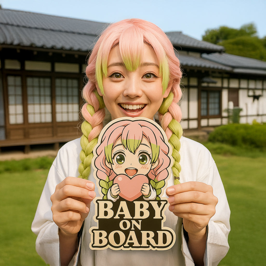 Cute Baby Mitsuri Kanroji "Baby On Board" Car Sticker – Demon Slayer Anime-Inspired,  High Quality Waterproof Vinyl