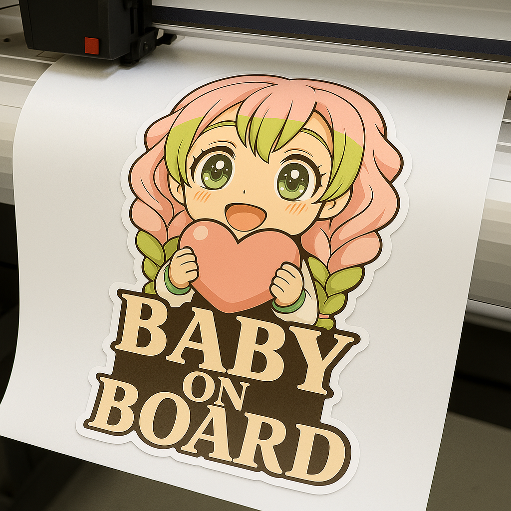 Cute Baby Mitsuri Kanroji "Baby On Board" Car Sticker – Demon Slayer Anime-Inspired,  High Quality Waterproof Vinyl
