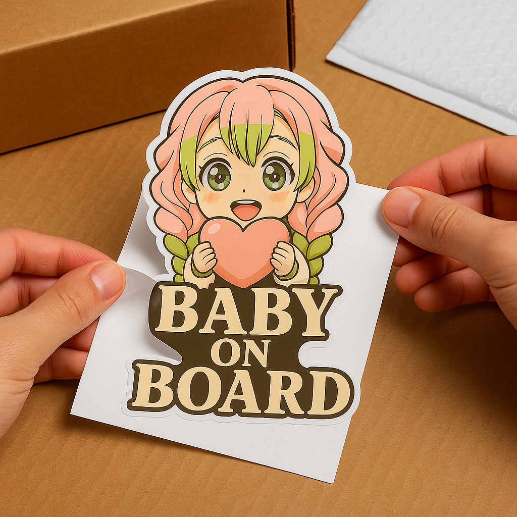 Cute Baby Mitsuri Kanroji "Baby On Board" Car Sticker – Demon Slayer Anime-Inspired,  High Quality Waterproof Vinyl