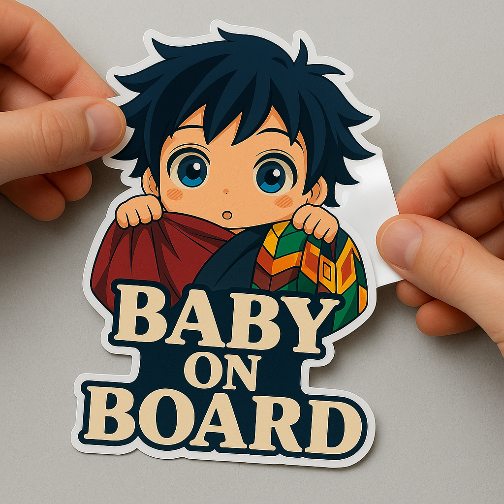 Cute Baby Giyu Tomioka "Baby On Board" Car Sticker – Demon Slayer Anime-Inspired,  High Quality Waterproof Vinyl