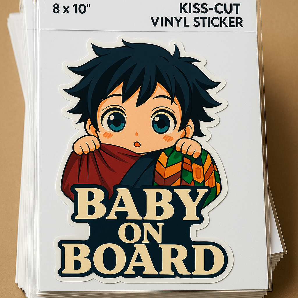 Cute Baby Giyu Tomioka "Baby On Board" Car Sticker – Demon Slayer Anime-Inspired,  High Quality Waterproof Vinyl