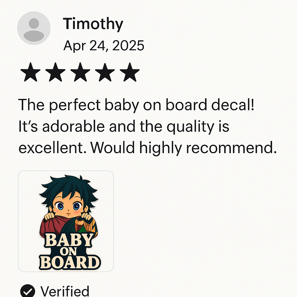 Cute Baby Giyu Tomioka "Baby On Board" Car Sticker – Demon Slayer Anime-Inspired,  High Quality Waterproof Vinyl