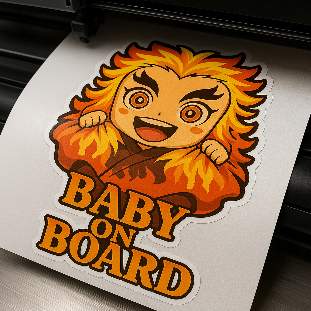 Cute Baby Kyojuro Rengoku "Baby On Board" Car Sticker – Demon Slayer Anime-Inspired,  High Quality Waterproof Vinyl