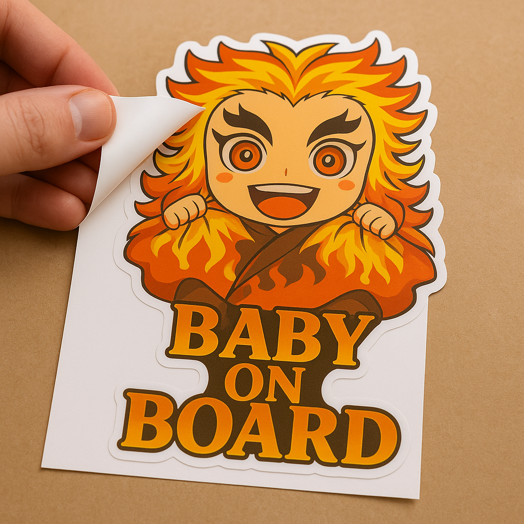 Cute Baby Kyojuro Rengoku "Baby On Board" Car Sticker – Demon Slayer Anime-Inspired,  High Quality Waterproof Vinyl