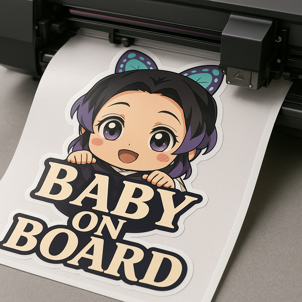Cute Baby Shinobu Kocho "Baby On Board" Car Sticker – Demon Slayer Anime-Inspired,  High Quality Waterproof Vinyl
