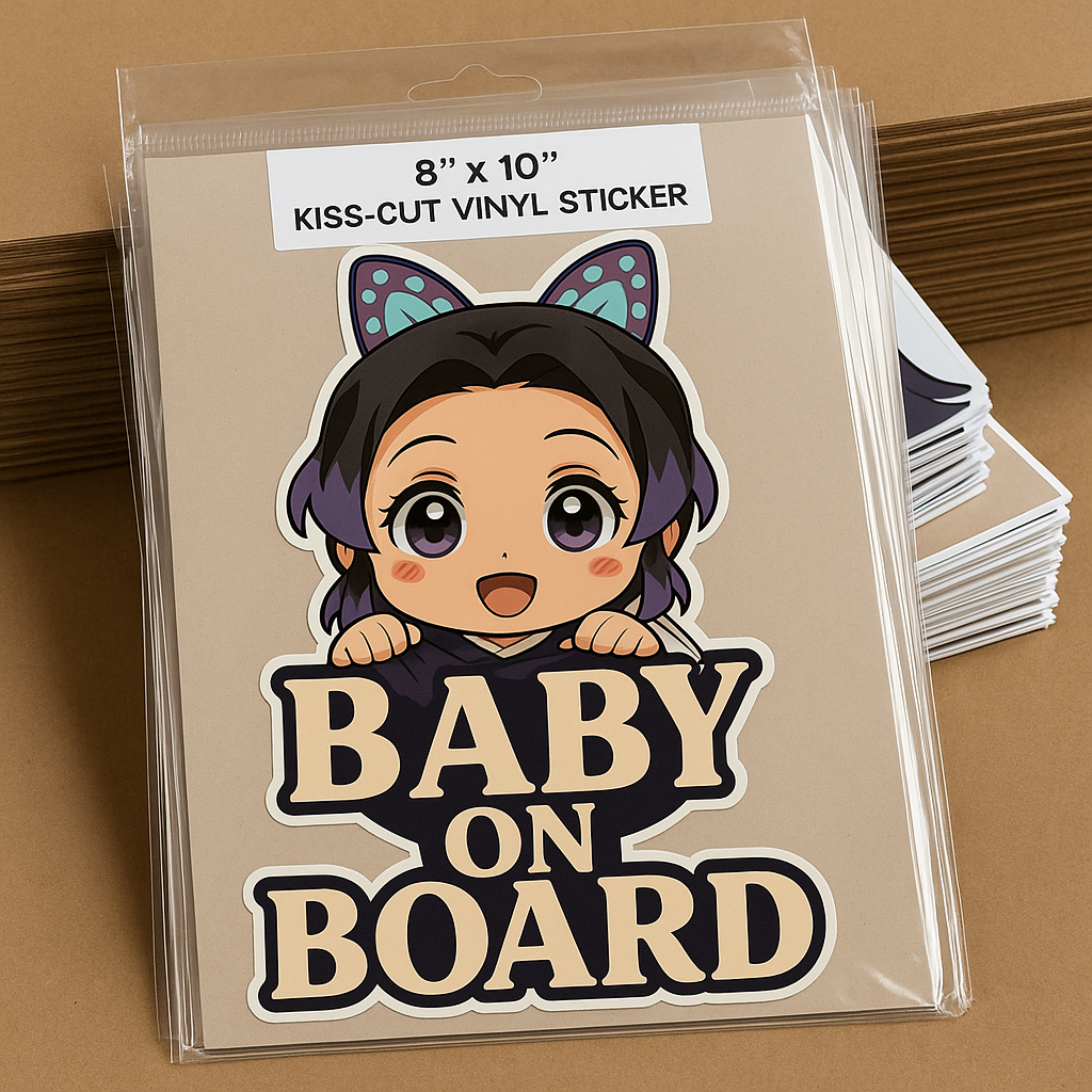 Cute Baby Shinobu Kocho "Baby On Board" Car Sticker – Demon Slayer Anime-Inspired,  High Quality Waterproof Vinyl