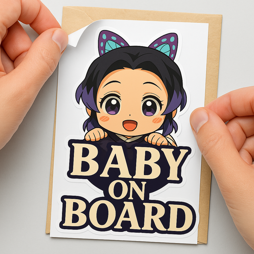 Cute Baby Shinobu Kocho "Baby On Board" Car Sticker – Demon Slayer Anime-Inspired,  High Quality Waterproof Vinyl