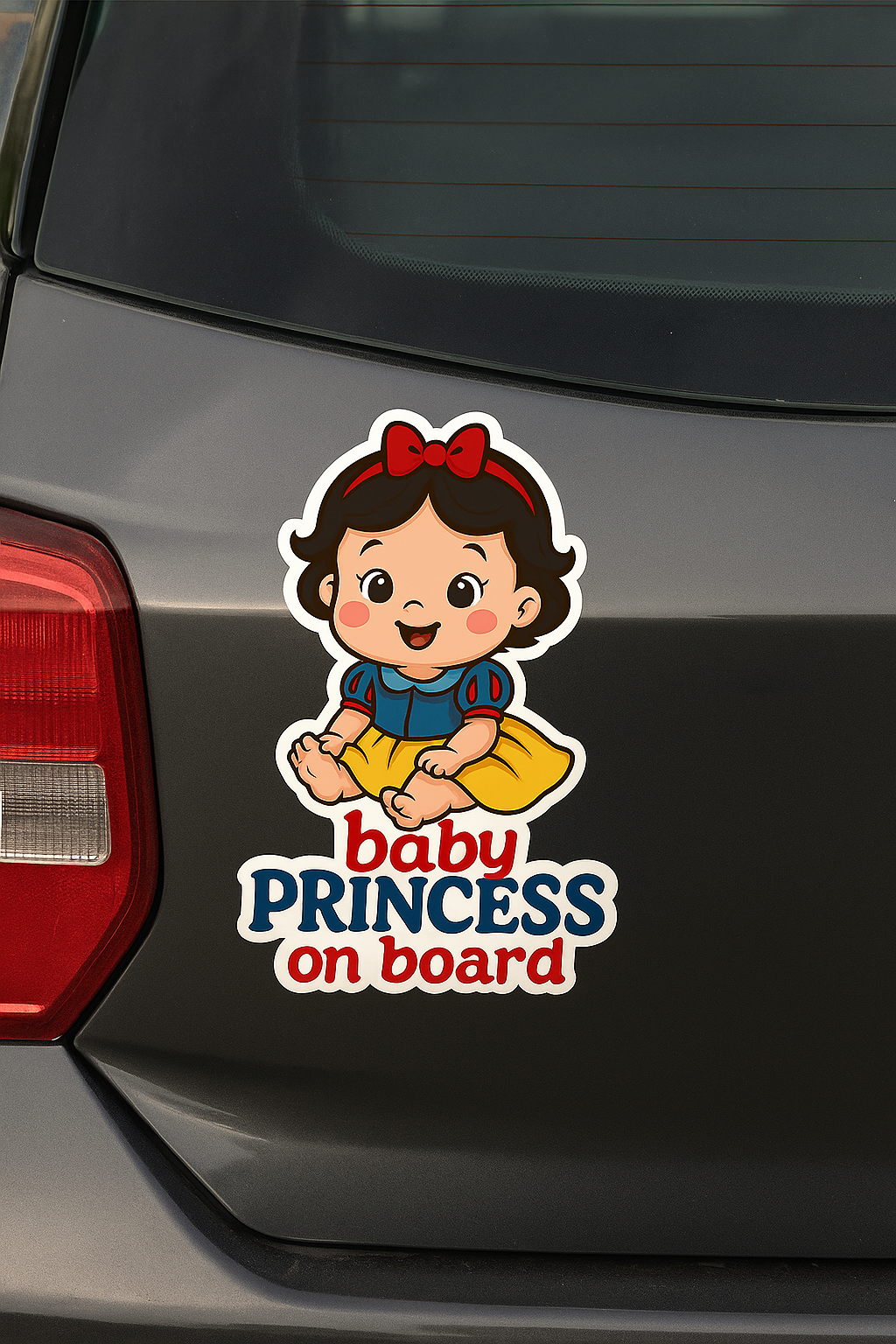 Cute Princess Snow White Baby on Board Car Sticker β High Quality Waterproof Vinyl Decal for Sleeping Beauty Fans
