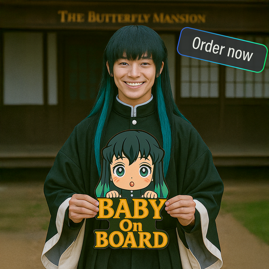 Cute Baby Muichiro Tokito "Baby On Board" Car Sticker – Demon Slayer Anime-Inspired,  High Quality Waterproof Vinyl