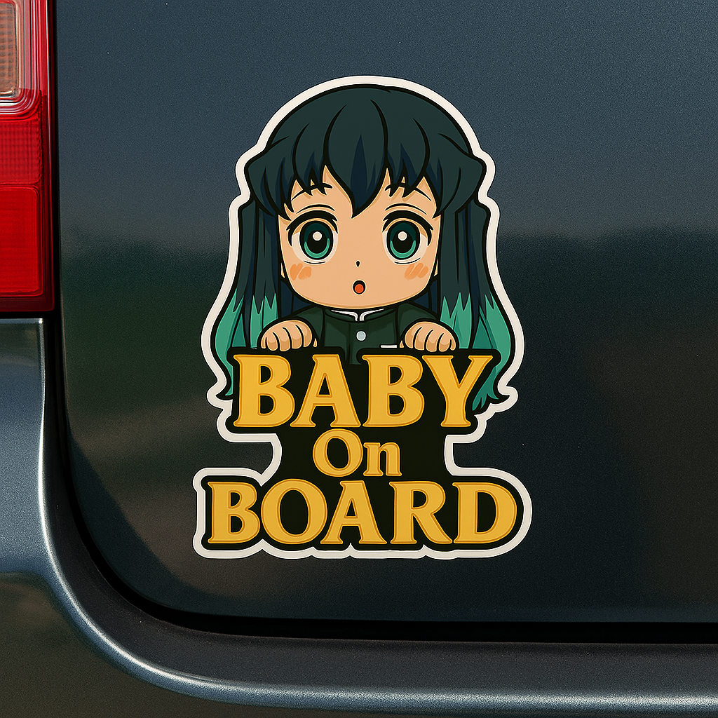 Cute Baby Muichiro Tokito "Baby On Board" Car Sticker – Demon Slayer Anime-Inspired,  High Quality Waterproof Vinyl