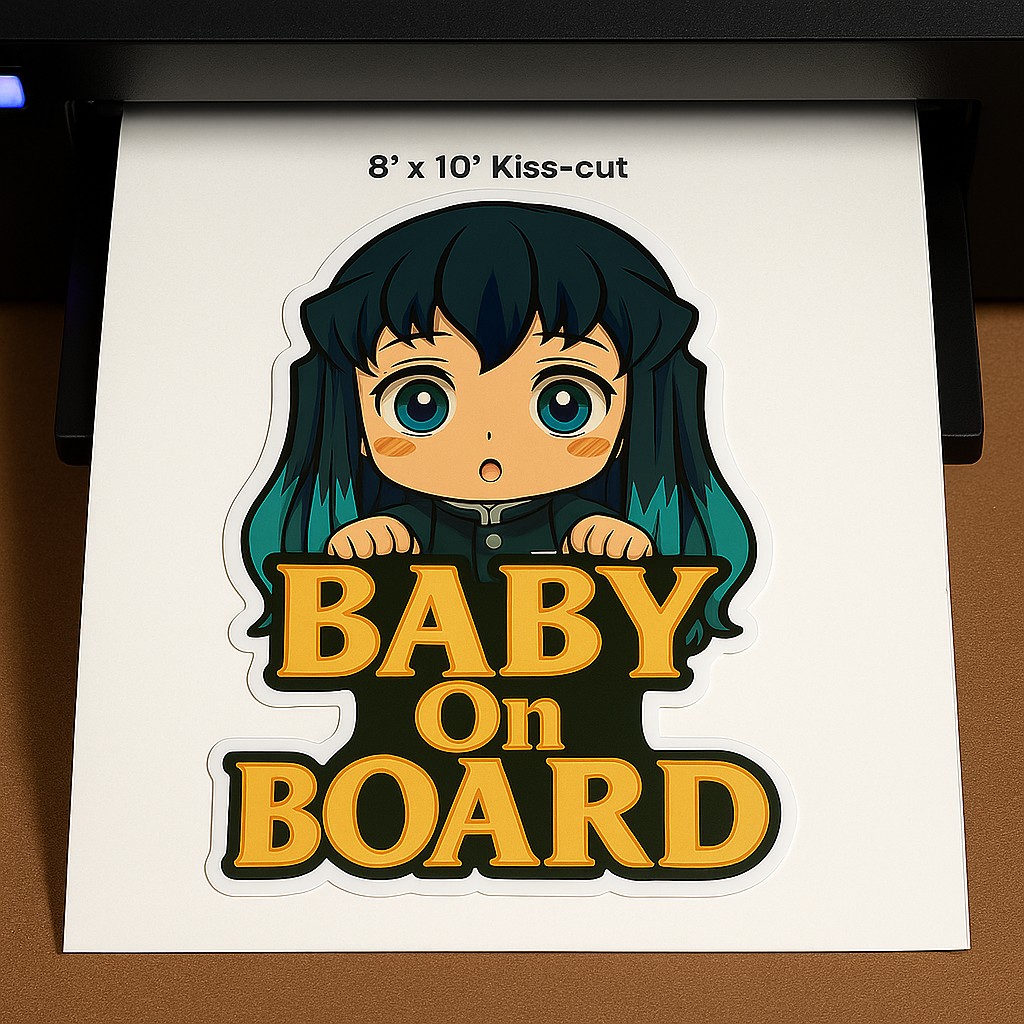 Cute Baby Muichiro Tokito "Baby On Board" Car Sticker – Demon Slayer Anime-Inspired,  High Quality Waterproof Vinyl