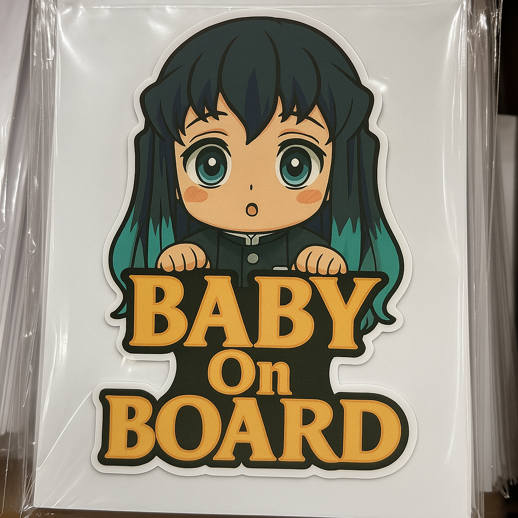 Cute Baby Muichiro Tokito "Baby On Board" Car Sticker – Demon Slayer Anime-Inspired,  High Quality Waterproof Vinyl