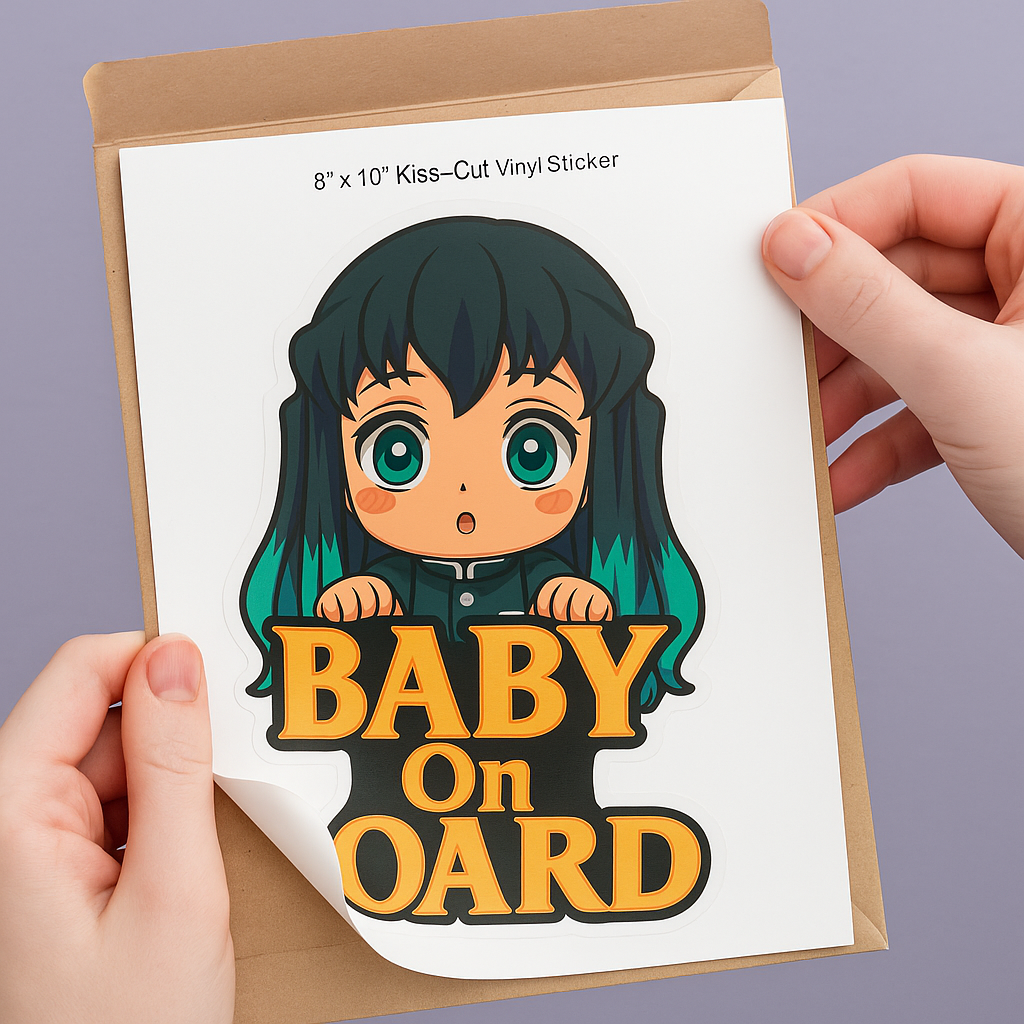Cute Baby Muichiro Tokito "Baby On Board" Car Sticker – Demon Slayer Anime-Inspired,  High Quality Waterproof Vinyl