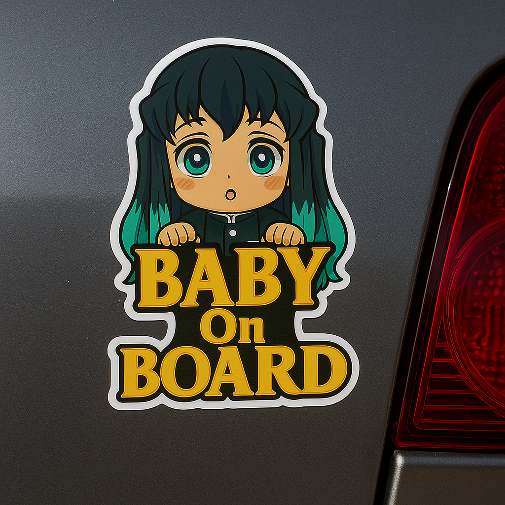 Cute Baby Muichiro Tokito "Baby On Board" Car Sticker – Demon Slayer Anime-Inspired,  High Quality Waterproof Vinyl