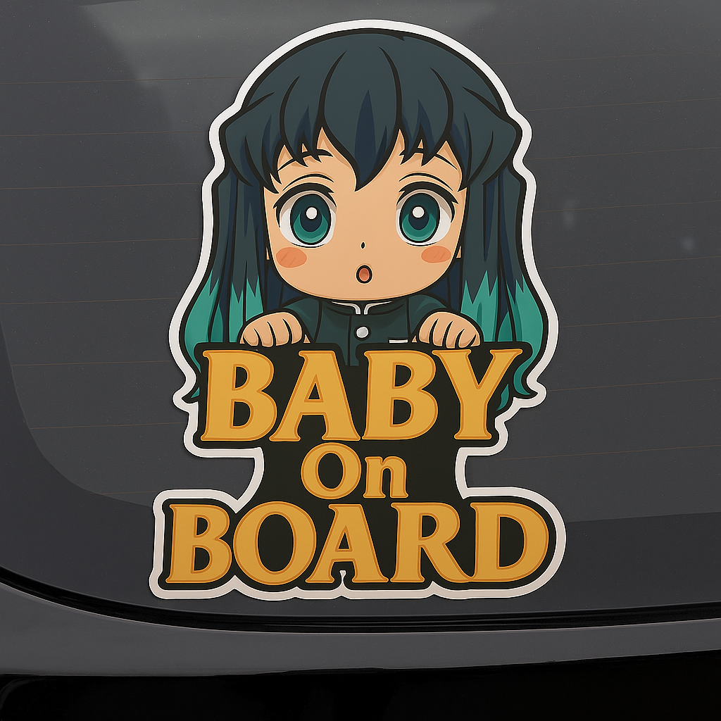 Cute Baby Muichiro Tokito "Baby On Board" Car Sticker – Demon Slayer Anime-Inspired,  High Quality Waterproof Vinyl