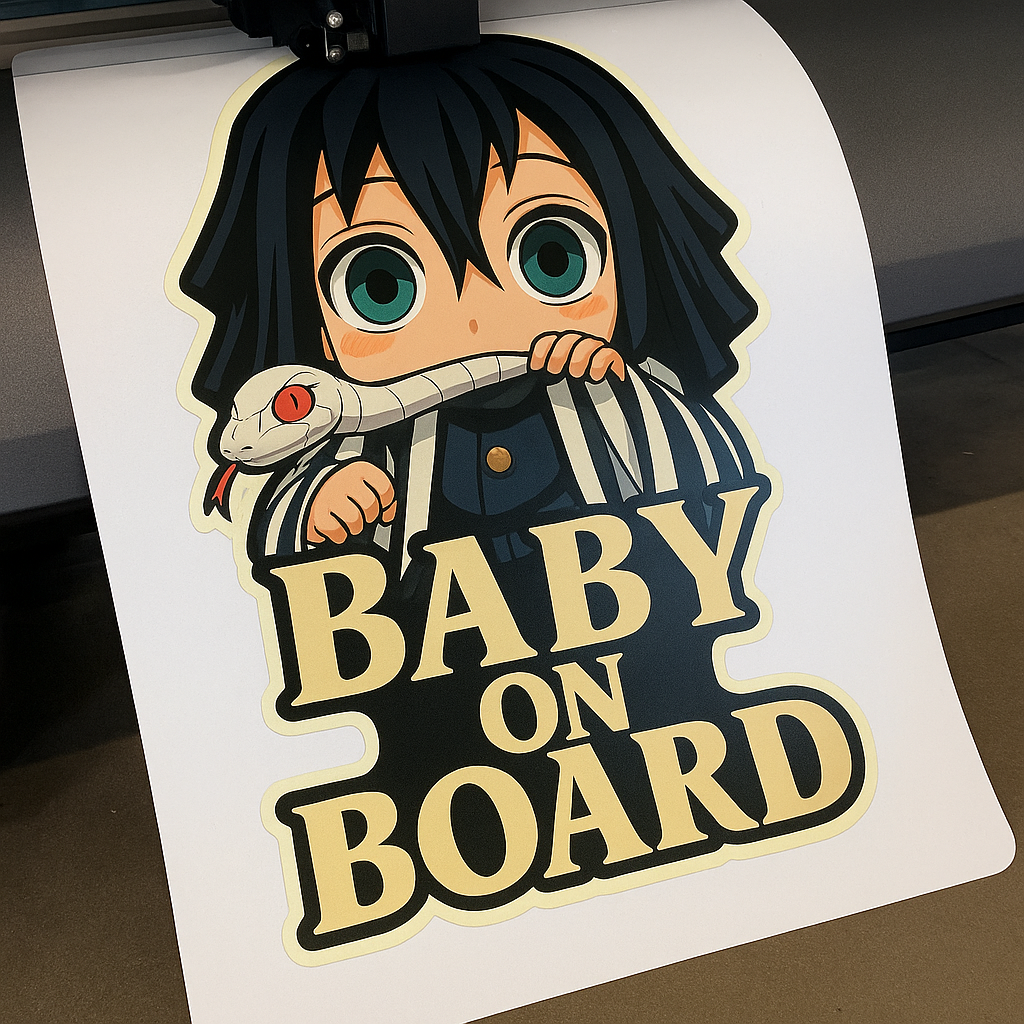Cute Baby Obanai Iguro "Baby On Board" Car Sticker – Demon Slayer Anime-Inspired,  High Quality Waterproof Vinyl