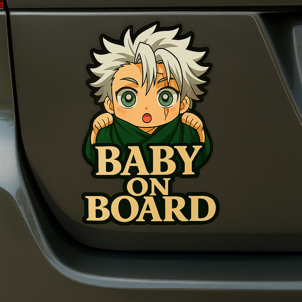 Cute Baby Sanemi Shinazugawa "Baby On Board" Car Sticker – Demon Slayer Anime-Inspired,  High Quality Waterproof Vinyl
