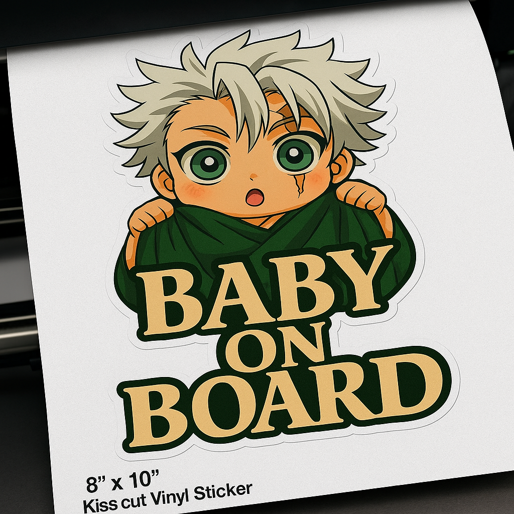 Cute Baby Sanemi Shinazugawa "Baby On Board" Car Sticker – Demon Slayer Anime-Inspired,  High Quality Waterproof Vinyl