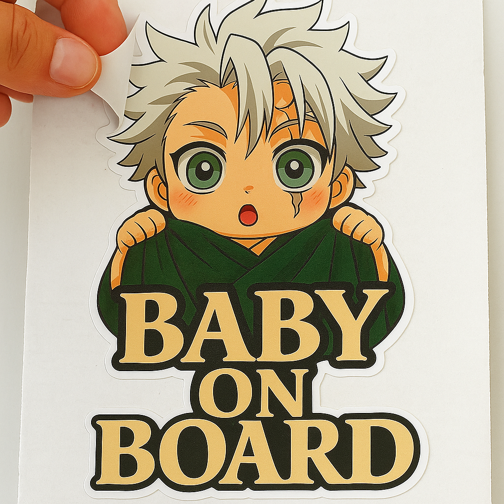 Cute Baby Sanemi Shinazugawa "Baby On Board" Car Sticker – Demon Slayer Anime-Inspired,  High Quality Waterproof Vinyl