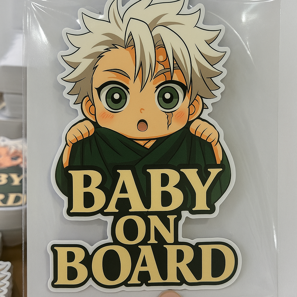 Cute Baby Sanemi Shinazugawa "Baby On Board" Car Sticker – Demon Slayer Anime-Inspired,  High Quality Waterproof Vinyl