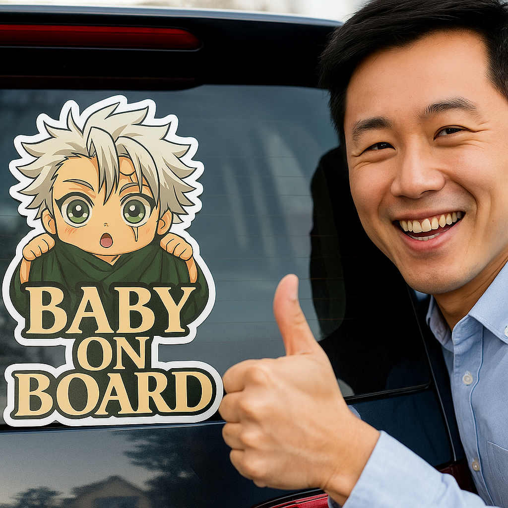 Cute Baby Sanemi Shinazugawa "Baby On Board" Car Sticker – Demon Slayer Anime-Inspired,  High Quality Waterproof Vinyl