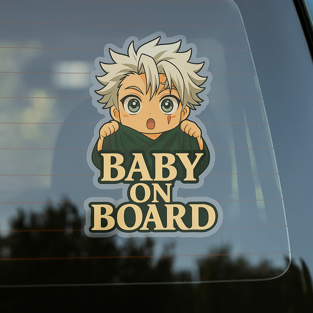 Cute Baby Sanemi Shinazugawa "Baby On Board" Car Sticker – Demon Slayer Anime-Inspired,  High Quality Waterproof Vinyl