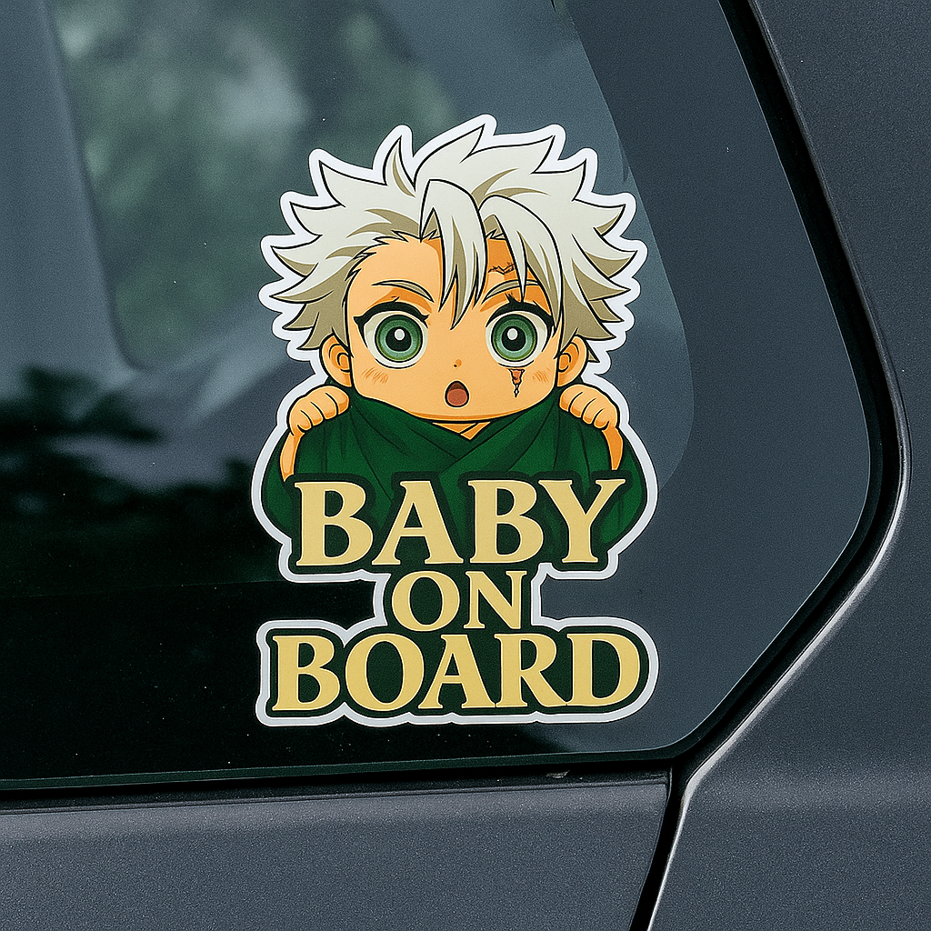 Cute Baby Sanemi Shinazugawa "Baby On Board" Car Sticker – Demon Slayer Anime-Inspired,  High Quality Waterproof Vinyl