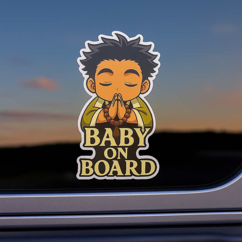 Cute Baby Gyomei Himejima "Baby On Board" Car Sticker – Demon Slayer Anime-Inspired,  High Quality Waterproof Vinyl