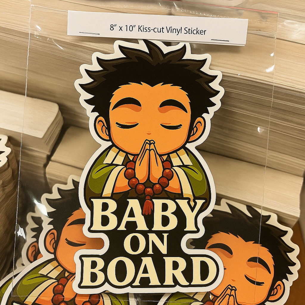 Cute Baby Gyomei Himejima "Baby On Board" Car Sticker – Demon Slayer Anime-Inspired,  High Quality Waterproof Vinyl
