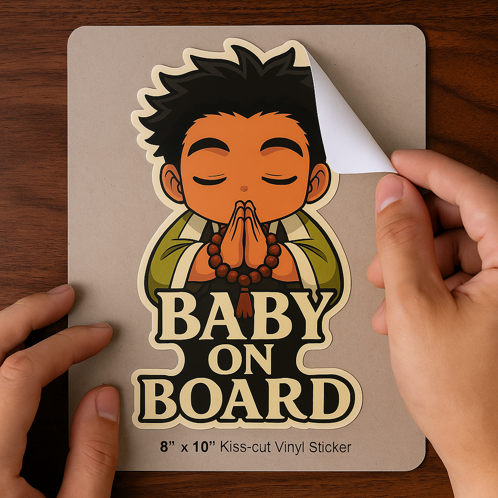 Cute Baby Gyomei Himejima "Baby On Board" Car Sticker – Demon Slayer Anime-Inspired,  High Quality Waterproof Vinyl