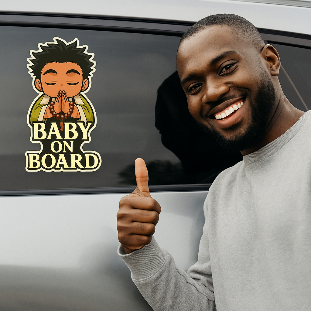 Cute Baby Gyomei Himejima "Baby On Board" Car Sticker – Demon Slayer Anime-Inspired,  High Quality Waterproof Vinyl