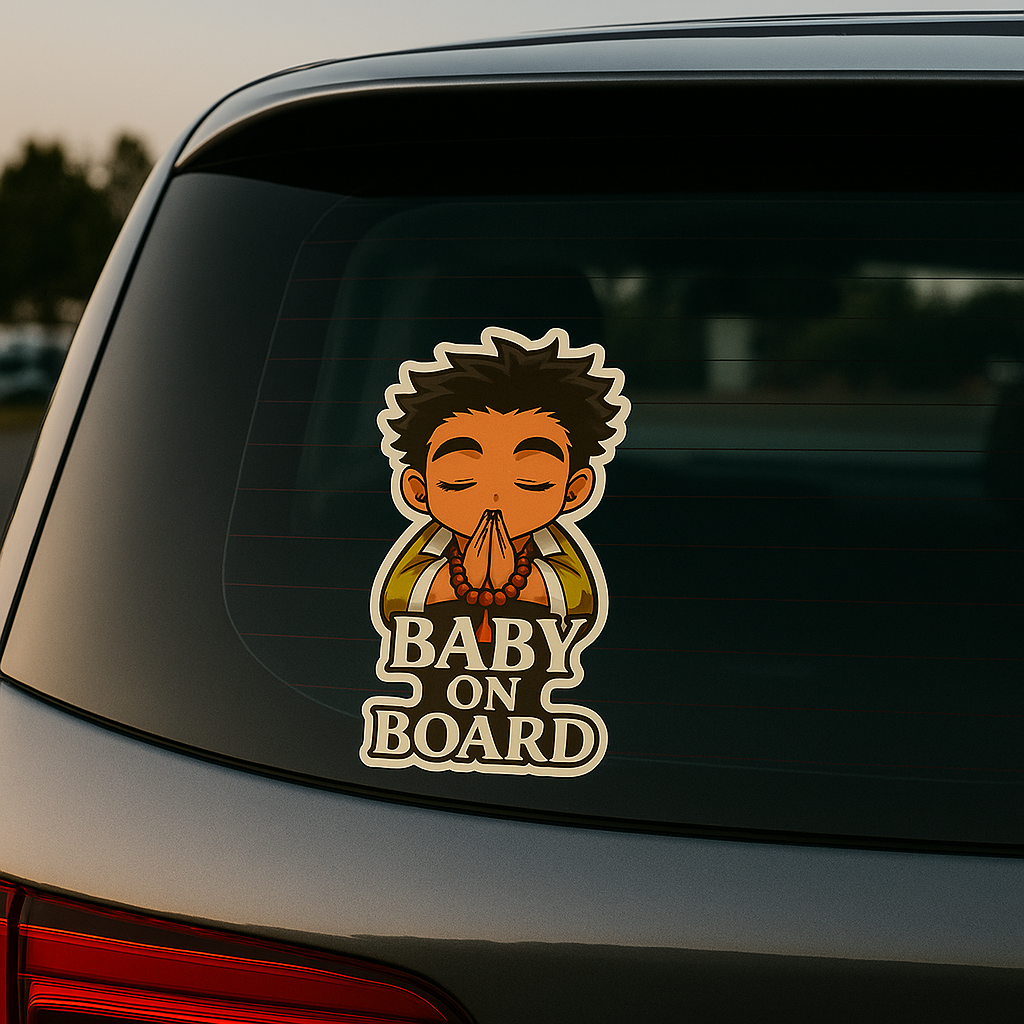 Cute Baby Gyomei Himejima "Baby On Board" Car Sticker – Demon Slayer Anime-Inspired,  High Quality Waterproof Vinyl