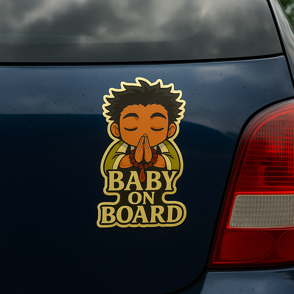 Cute Baby Gyomei Himejima "Baby On Board" Car Sticker – Demon Slayer Anime-Inspired,  High Quality Waterproof Vinyl