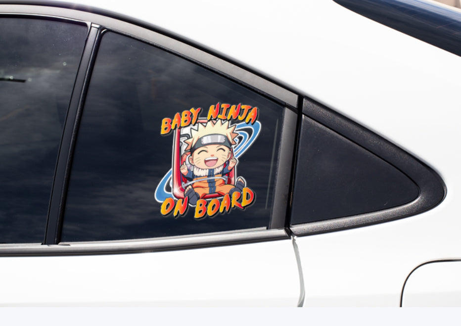 Baby Ninja On Board – Cute Baby Boy Naruto Car Sticker | High Quality Anime Vinyl Decal for Child Safety